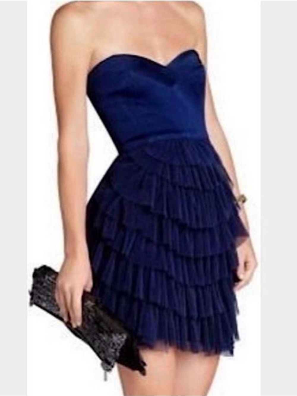 BCBGMaxAzria Ruffle Mini Dress in Navy